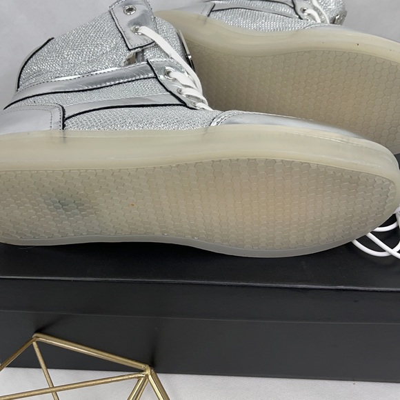 Bebe Sport Silver Sparkle Texture Light Up High Top - Picture 6 of 9